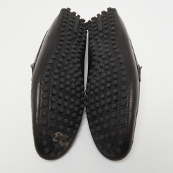Pre Owned Louis Vuitton Black Leather Slip on Loafers Size 42.5