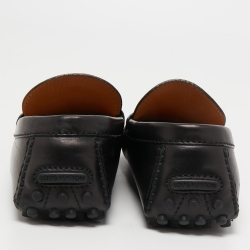 Pre Owned Louis Vuitton Black Leather Slip on Loafers Size 42.5