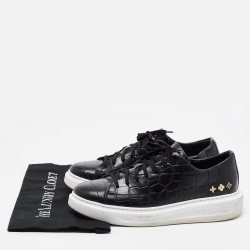 Louis Vuitton Black Croc Embossed Leather Frontrow Sneakers Size 41