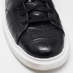 Louis Vuitton Black Croc Embossed Leather Frontrow Sneakers Size 41