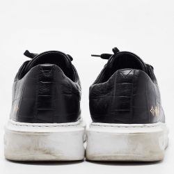 Louis Vuitton Black Croc Embossed Leather Frontrow Sneakers Size 41