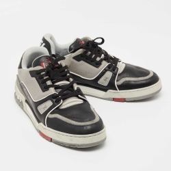 Louis Vuitton Black/Grey Leather LV Trainer Sneakers Size 41