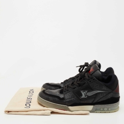 مملوكة مسبقًا Louis Vuitton Black/Grey Suede, Fabric and Monogram Canvas LV Trainer Sneakers Size 44