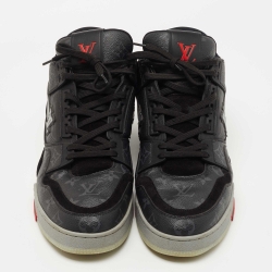 مملوكة مسبقًا Louis Vuitton Black/Grey Suede, Fabric and Monogram Canvas LV Trainer Sneakers Size 44