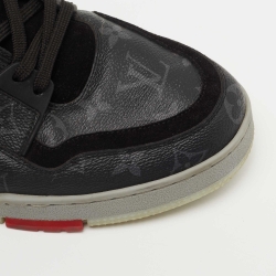 مملوكة مسبقًا Louis Vuitton Black/Grey Suede, Fabric and Monogram Canvas LV Trainer Sneakers Size 44