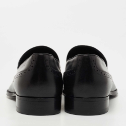 Louis Vuitton Black Brogue Leather Tassel Slip On Loafers Size 40