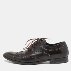 Dolce & Gabbana Brown Brogue Leather Lace Up Derby Size 41