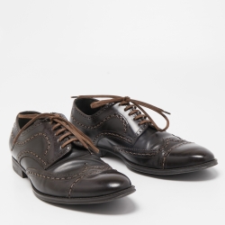 Dolce & Gabbana Brown Brogue Leather Lace Up Derby Size 41