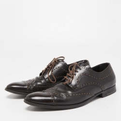 Dolce & Gabbana Brown Brogue Leather Lace Up Derby Size 41