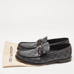Pre Owned Louis Vuitton Damier Graphite Canvas and Leather Major Loafers Size 43