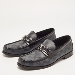 Pre Owned Louis Vuitton Damier Graphite Canvas and Leather Major Loafers Size 43