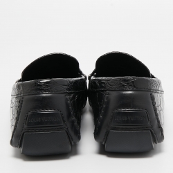 Pre Owned Louis Vuitton Black Crocodile Leather Monte Carlo Loafers Size 43.5 