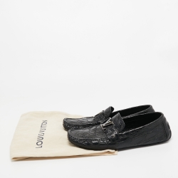 Pre Owned Louis Vuitton Black Crocodile Leather Monte Carlo Loafers Size 43.5 