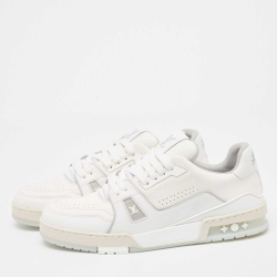 Louis Vuitton White Leather LV Trainer Sneakers Size 44