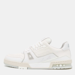 Louis Vuitton White Leather LV Trainer Sneakers Size 44