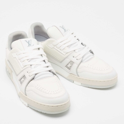 Louis Vuitton White Leather LV Trainer Sneakers Size 44