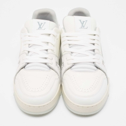 Louis Vuitton White Leather LV Trainer Sneakers Size 44