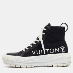 Louis Vuitton Black/Brown Monogram Canvas and Leather Squad High Top Sneakers Size 40