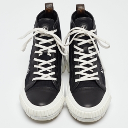 Louis Vuitton Black/Brown Monogram Canvas and Leather Squad High Top Sneakers Size 40