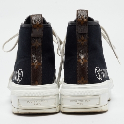 Louis Vuitton Black/Brown Monogram Canvas and Leather Squad High Top Sneakers Size 40