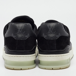 Louis Vuitton Black Leather and Monogram Coated Canvas Low Top Sneakers Size 43.5