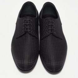 Pre Owned Louis Vuitton Black Petit Damier Fabric Solferino Derby Size 40.5