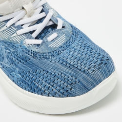 Pre Owned Louis Vuitton Blue/White Monogram and Damier Knit Fabric Show Up Sneakers Size 41.5