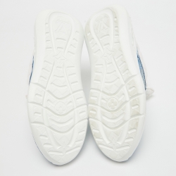 Pre Owned Louis Vuitton Blue/White Monogram and Damier Knit Fabric Show Up Sneakers Size 41.5