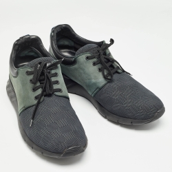 مملوكة مسبقًا Louis Vuitton Green/Black Nylon and Nubuck Fastlane Sneakers Size 44.5