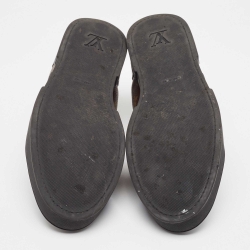 Pre Owned Louis Vuitton Brown/Black Monogram Canvas and Leather Match Up Sneakers Size 43