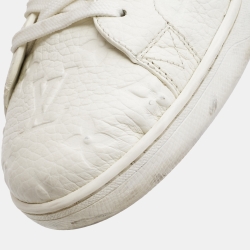 Pre Owned Louis Vuitton White Monogram Embossed Leather Luxembourg Sneakers Size 41.5