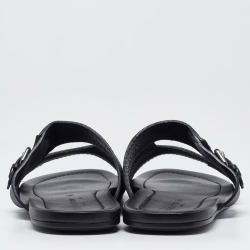 Louis Vuitton Black Leather Slides Size 44