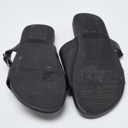 Louis Vuitton Black Leather Slides Size 44