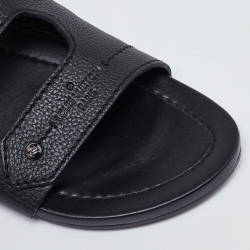 Louis Vuitton Black Leather Slides Size 44