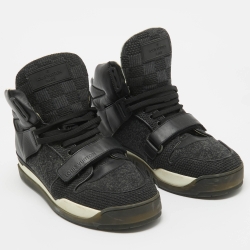 Pre Owned حذاء رياضى لوى فيتون ترايلبلازيرقماش وجلد أسود عنق مرتفع مقاس 43.5