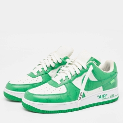 Pre Owned حذاء رياضي لوي فيتون x نايك إيرفورس 1 جلد وكانفاس أبيض/أحمر مقاس 43