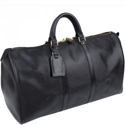 مملوكة مسبقًا Louis Vuitton Noir Epi Leather Keepall 50 Bag