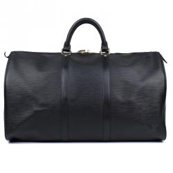 مملوكة مسبقًا Louis Vuitton Noir Epi Leather Keepall 50 Bag
