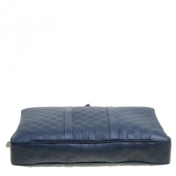 مملوكة مسبقًا حقيبة مستندات لوي فيتون بورت دوكومنتز فواياج جلد انفيني دامييه زرقاء