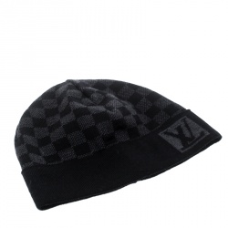 LOUIS VUITTON Wool Petit Damier Hat NM Graphite 700638