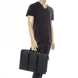 Louis Vuitton Black Taiga Leather Lozan Briefcase