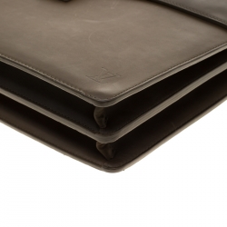 Pre Owned Louis Vuitton Olive Green Leather Robusto I Briefcase 