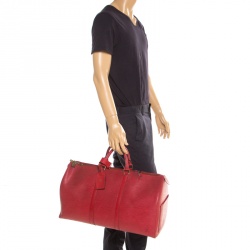 Pre Owned  حقيبة لوي فيتون كييبال جلد إيبي حمراء 50