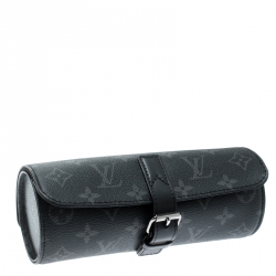 Pre Owned Louis Vuitton Black Monogram Canvas Eclipse Watch Case