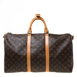 Pre Owned Louis Vuitton Monogram Canvas Keepall Bandouliere 50 Bag