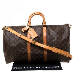 مملوكة مسبقًا Louis Vuitton Monogram Canvas Keepall Bandouliere 55 Bag
