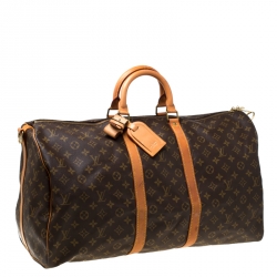 مملوكة مسبقًا Louis Vuitton Monogram Canvas Keepall Bandouliere 55 Bag