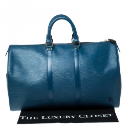 Louis Vuitton Toledo Blue Epi Leather Keepall 45 Bag