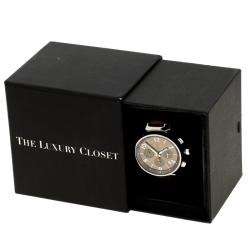 Pre Owned Louis Vuitton Brown Stainless Steel Tambour Q1122 Chronograph Men's Wristwatch 42 mm