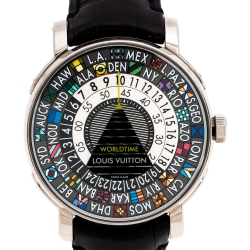 Louis Vuitton Black 18K White Gold Escale Worldtime Men's Watch 41MM